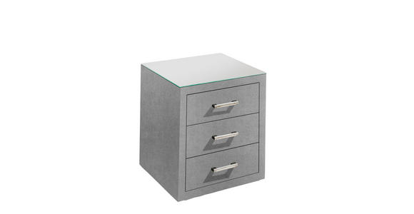 NACHTKÄSTCHEN in Grau - Alufarben/Schwarz, Basics, Glas/Holzwerkstoff (52/57/46cm) - Esposa