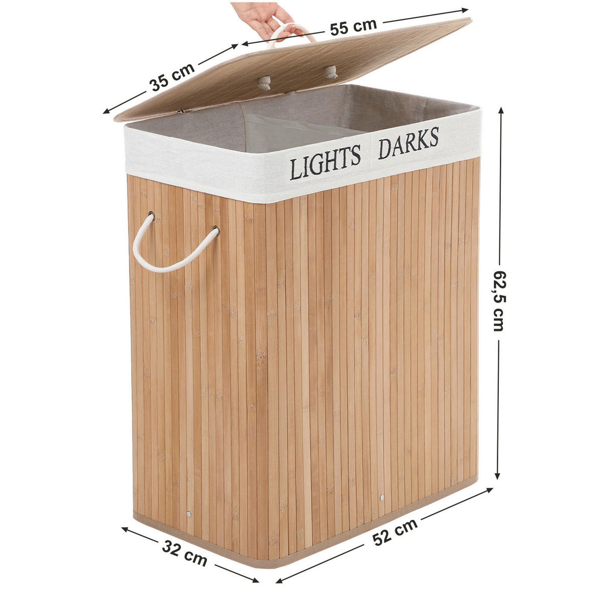 WÄSCHEKORB - Ecru, Basics, Naturmaterialien/Textil (52/63/32cm)