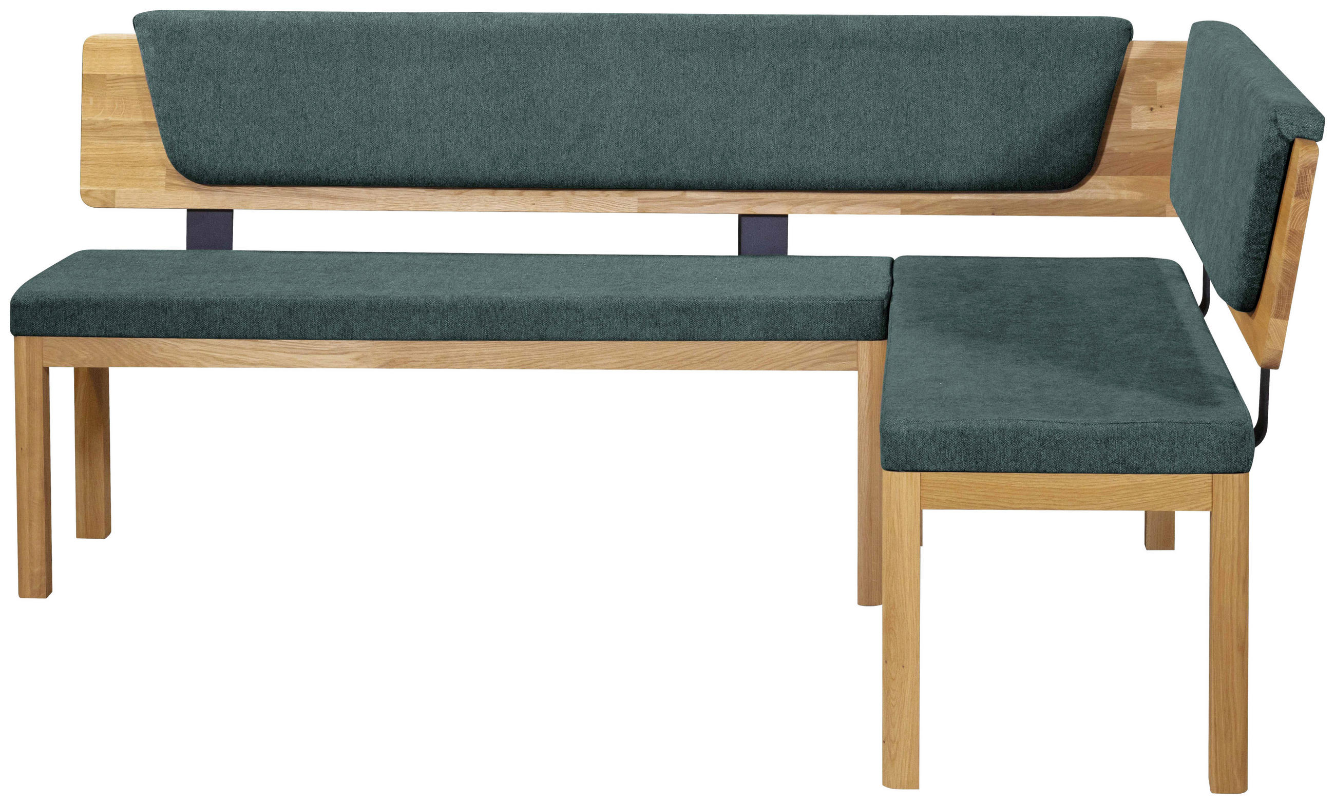 Thumbnail - Linea Natura Eckbank, Türkis, Eiche, Holz, Textil, Eiche, vollmassiv, 4-Sitzer, Eckteil, L-Form, 248x171 cm, Stoffauswah...