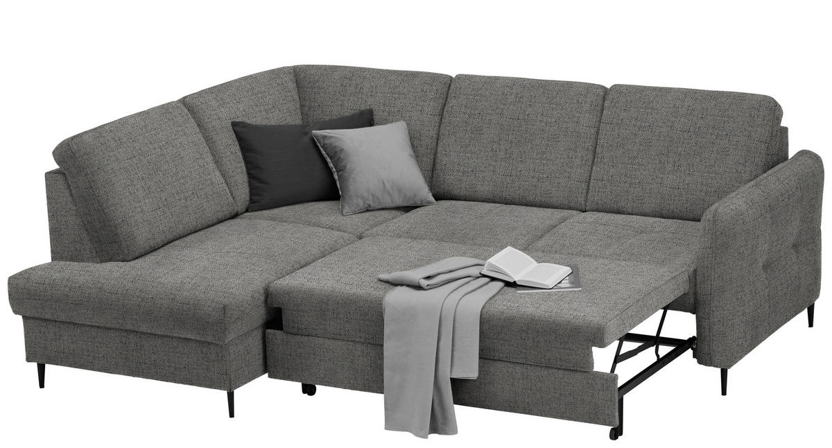 ECKSOFA in Chenille Dunkelgrau  - Dunkelgrau/Schwarz, Modern, Holz/Textil (184/241cm) - Carryhome