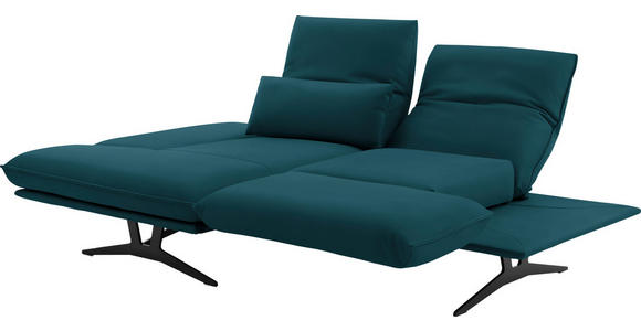 ECKSOFA in Echtleder Petrol  - Gelb/Petrol, Design, Leder/Metall (130/210cm) - Dieter Knoll