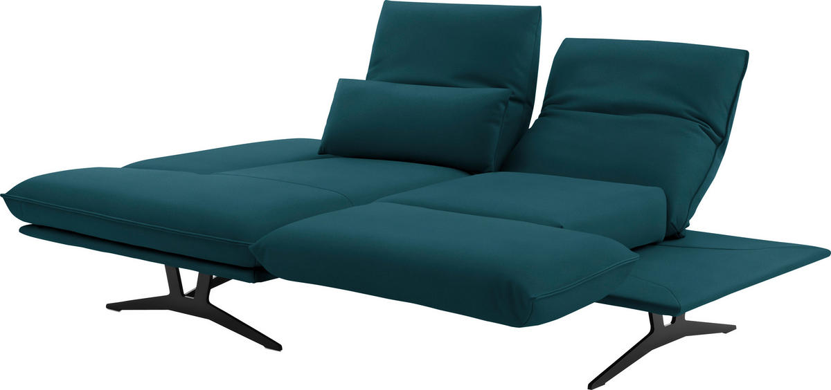 ECKSOFA in Echtleder Petrol  130/210 cm  - Gelb/Petrol, Design, Leder/Metall (130/210cm) - Dieter Knoll