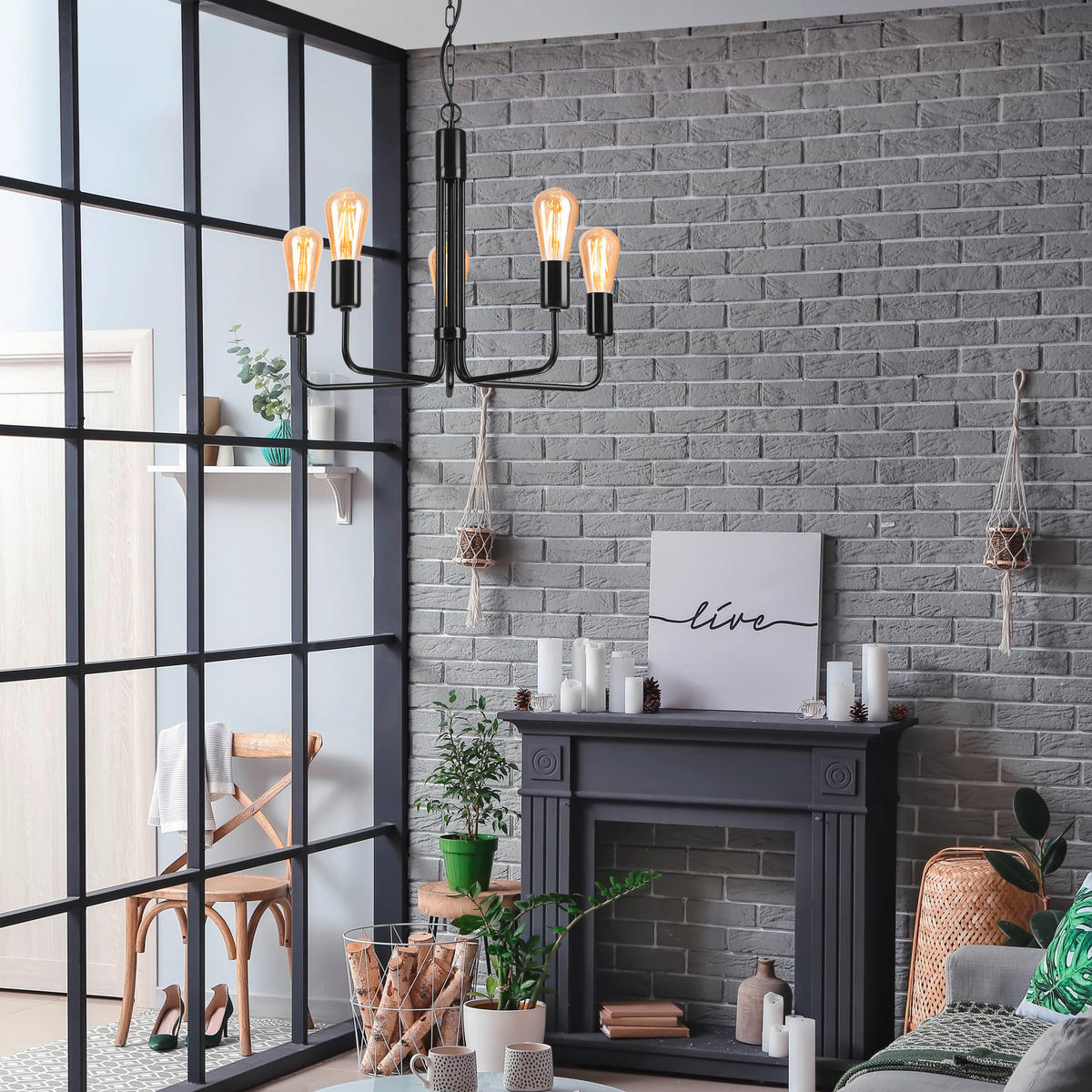 HÄNGELEUCHTE 98/54/98 cm  - Schwarz Hochglanz, KONVENTIONELL, Metall (98/54/98cm)