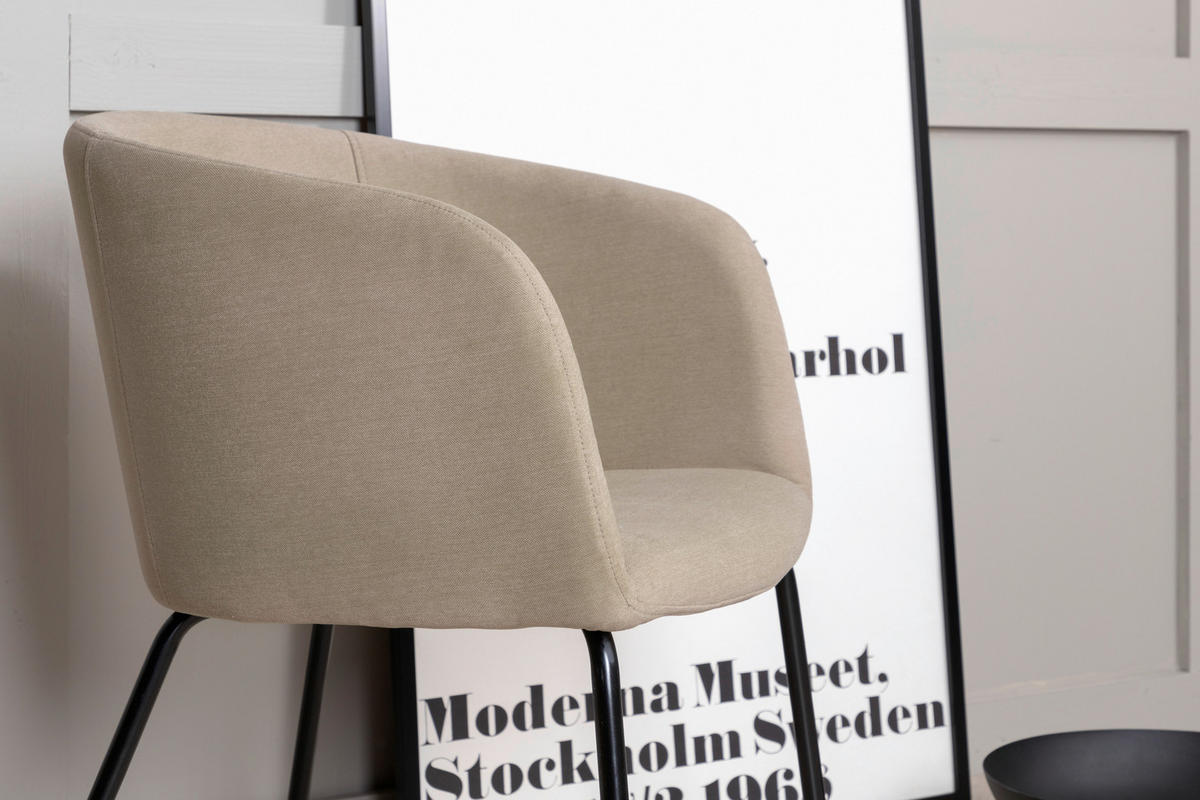 STUHL Samt Schwarz, Beige  - Beige/Schwarz, Design, Holz/Kunststoff (55/78/55cm) - Livetastic