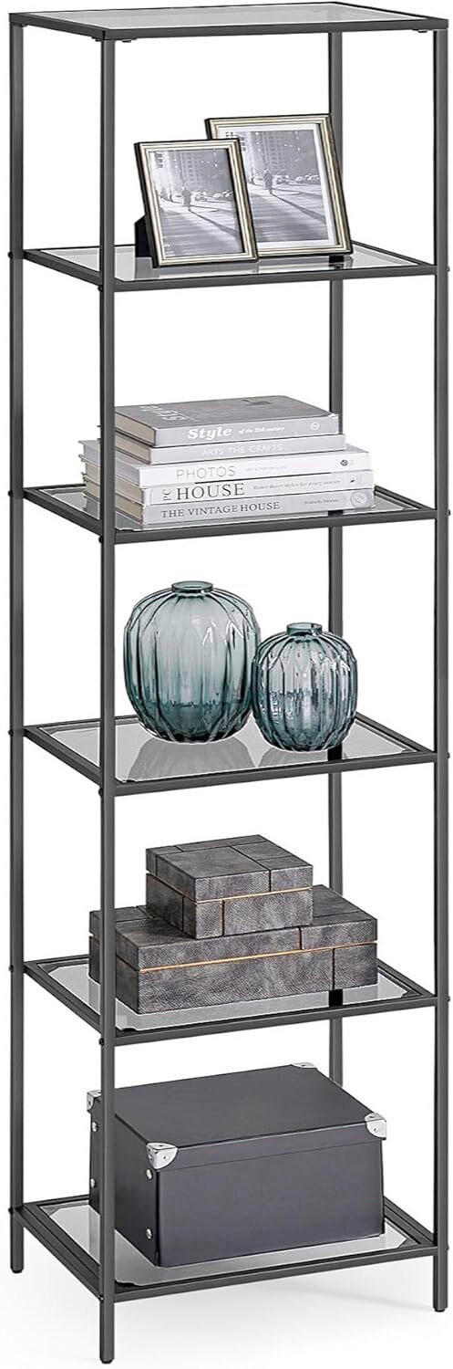 REGAL Grau, Schwarz  - Schwarz/Grau, MODERN, Glas/Metall (40/177,3/30cm) - MID.YOU