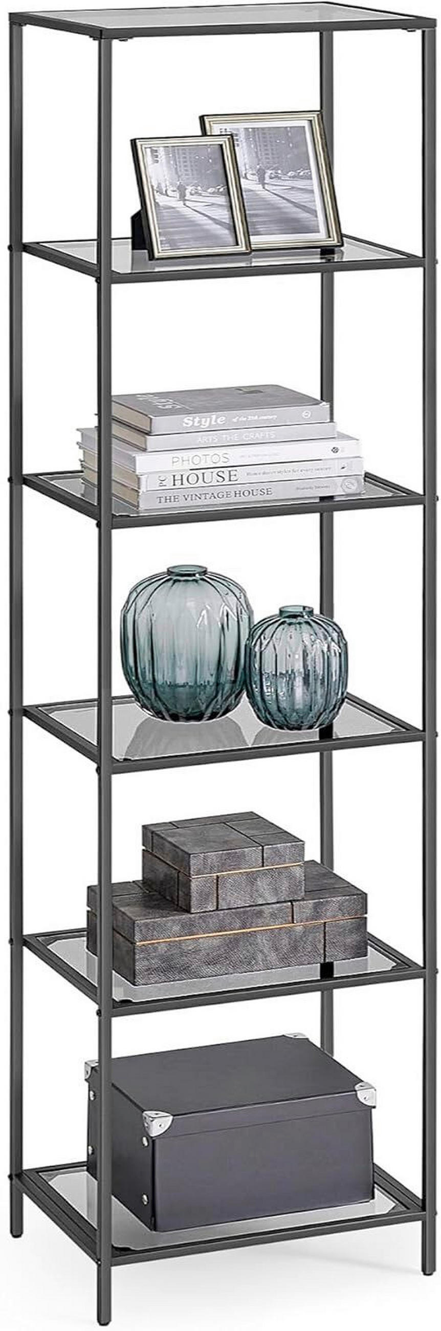 REGAL Grau, Schwarz  - Schwarz/Grau, MODERN, Glas/Metall (40/177,3/30cm) - MID.YOU