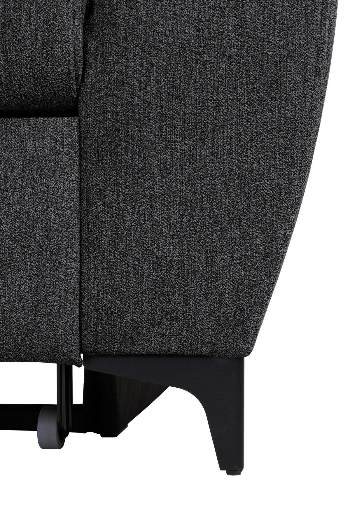 ECKSOFA in Velours Schwarz  - Schwarz, Konventionell, Textil/Metall (217/255cm) - MID.YOU