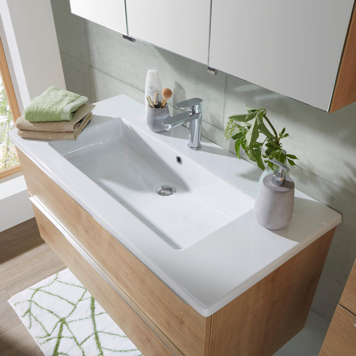 BADEZIMMER  in 105 cm  - Eichefarben/Weiß, Design, Keramik/Holzwerkstoff (105cm) - Novel