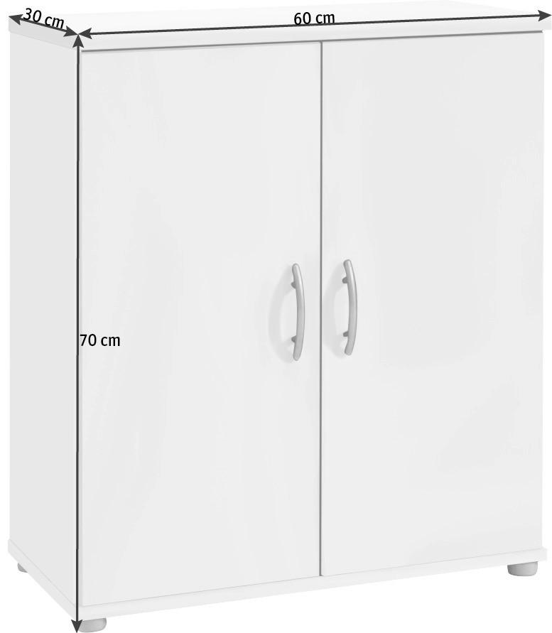 COMODĂ 60/70/30 cm  - argintiu/culoare lemn stejar, Konventionell, plastic/material pe bază de lemn (60/70/30cm) - Carryhome