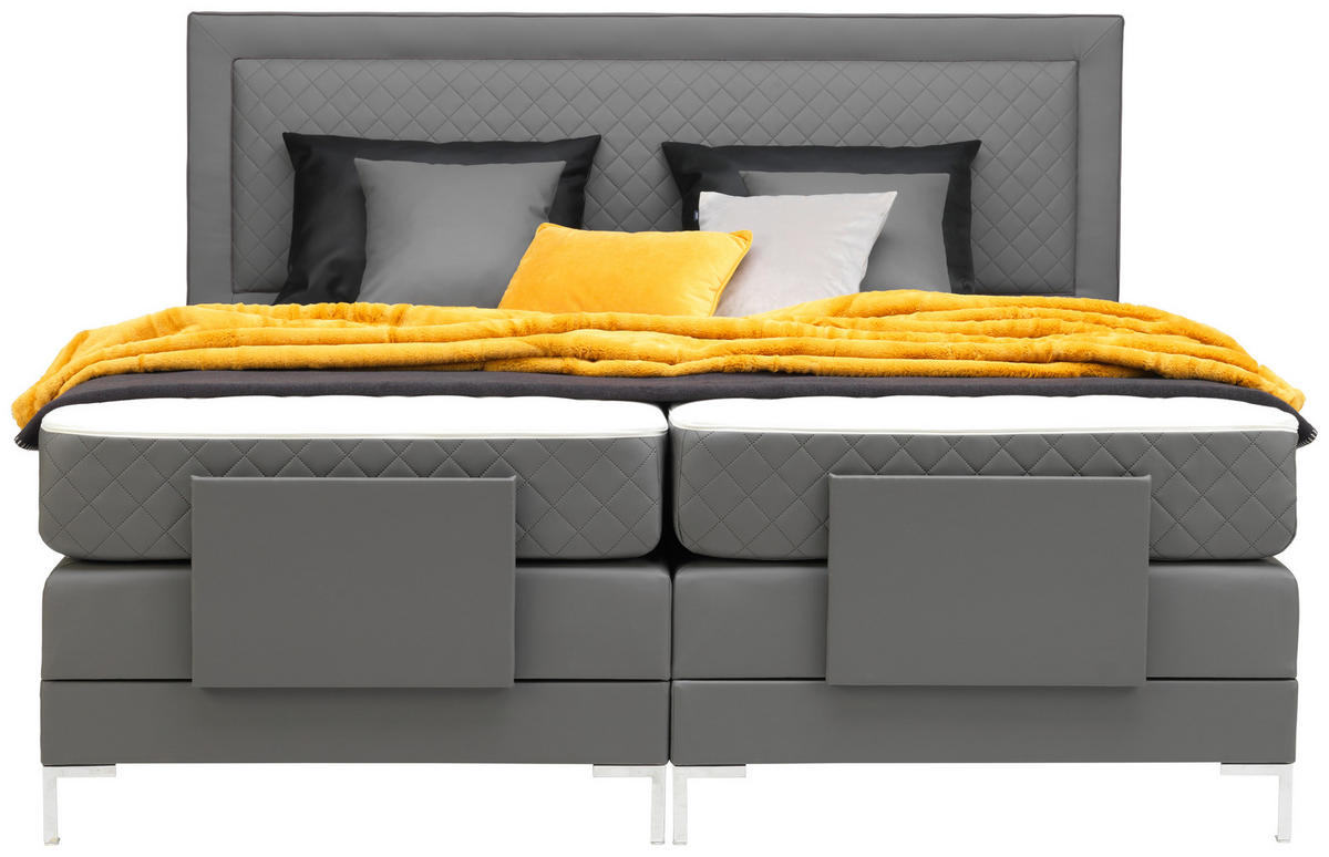 BOXSPRINGBETT 180/200 cm  in Grau  - Alufarben/Grau, Design, Textil/Metall (180/200cm) - Welnova