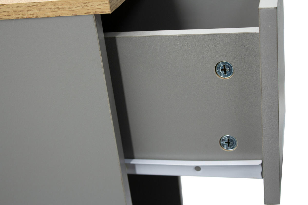 NACHTSCHRANK 19,6/60/33 cm, Grau, Eiche Artisan,  - Eiche Artisan/Grau, Basics, Holzwerkstoff (19,6/60/33cm) - Boxxx