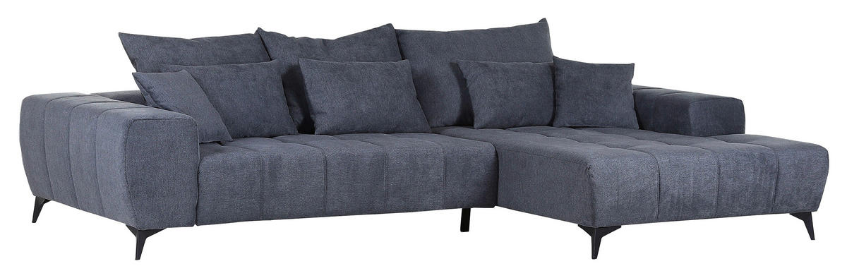 ECKSOFA in Flachgewebe Dunkelgrau  - Dunkelgrau/Schwarz, Konventionell, Textil/Metall (300/205cm) - MID.YOU