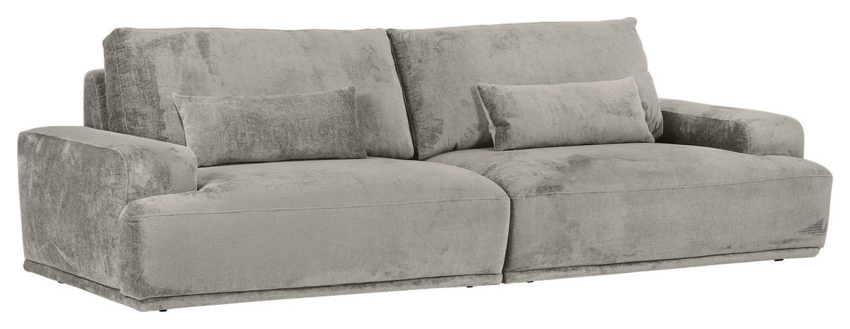BIGSOFA Chenille Hellgrau  - Hellgrau/Schwarz, KONVENTIONELL, Kunststoff/Textil (282/73/115cm) - Carryhome