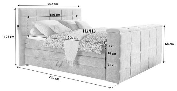 BOXSPRINGBETT 180/200 cm  in Silberfarben  - Silberfarben, KONVENTIONELL, Textil (180/200cm) - Carryhome