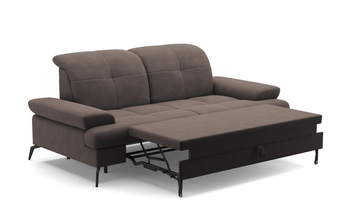 2,5-SITZER in Flachgewebe Graphitfarben  - Schwarz/Graphitfarben, Konventionell, Textil/Metall (202/90/122cm) - Sit & More