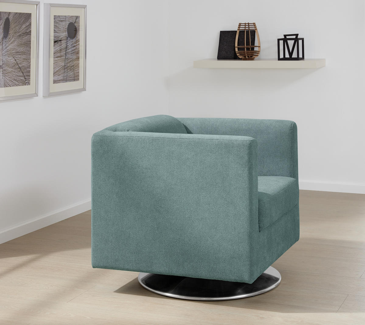 DESIGNSESSEL Mikrofaser Petrol    - Chromfarben/Petrol, Design, Textil/Metall (72/71/75cm) - LOOKS by W.Joop