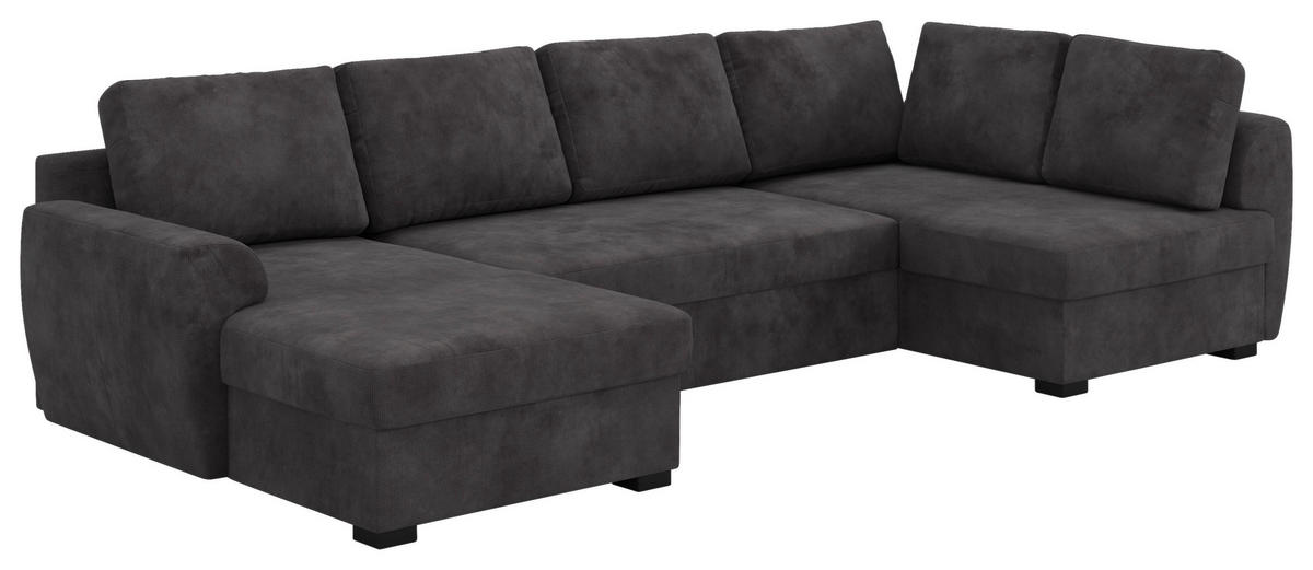 SJEDEĆA GARNITURA tekstil  crna   - crna, Trend, tekstil/plastika (154/327/86cm) - MID.YOU