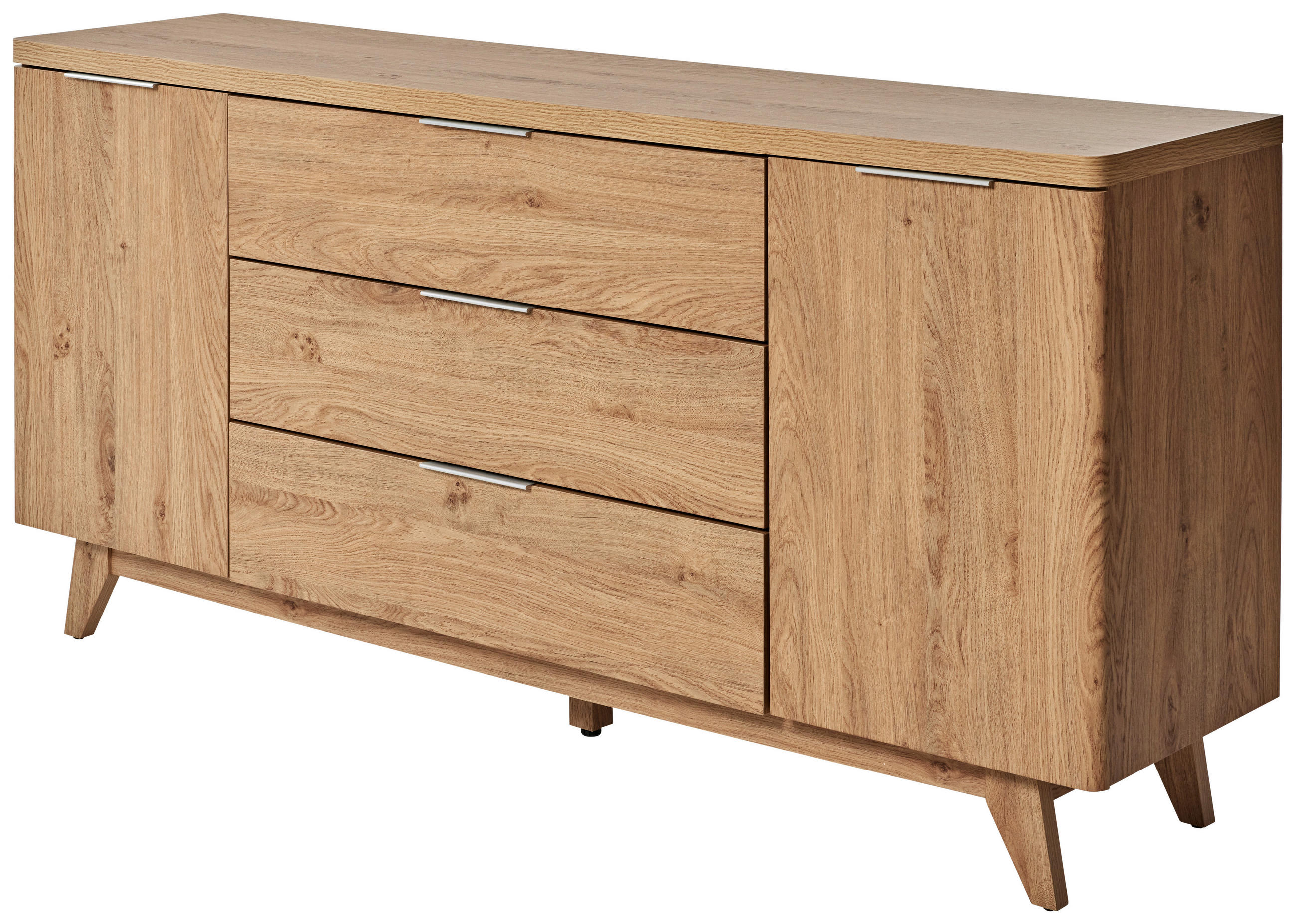 SIDEBOARD  150/77/39 cm 3 Schublade(n)  - Eichefarben/Alufarben, MODERN, Holzwerkstoff/Metall (150/77/39cm) - Livetastic