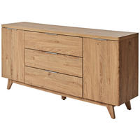 SIDEBOARD  150/77/39 cm 3 Schublade(n)  - Eichefarben/Alufarben, Modern, Holzwerkstoff/Metall (150/77/39cm) - Livetastic