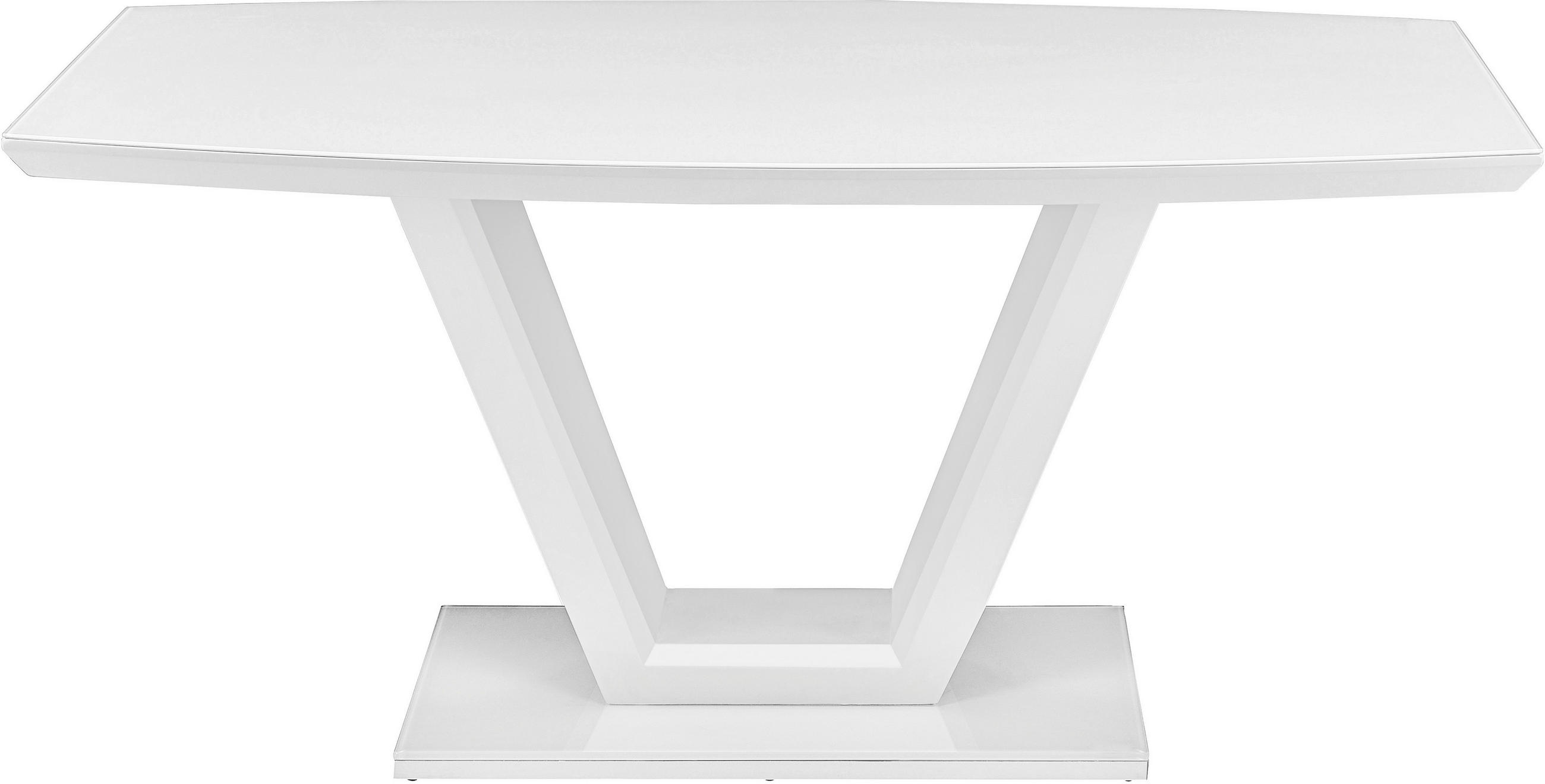 MATBORD i glas, trämaterial 160-210/90/76 cm   - vit/vit högglans, Design, trämaterial/glas (160-210/90/76cm) - Carryhome