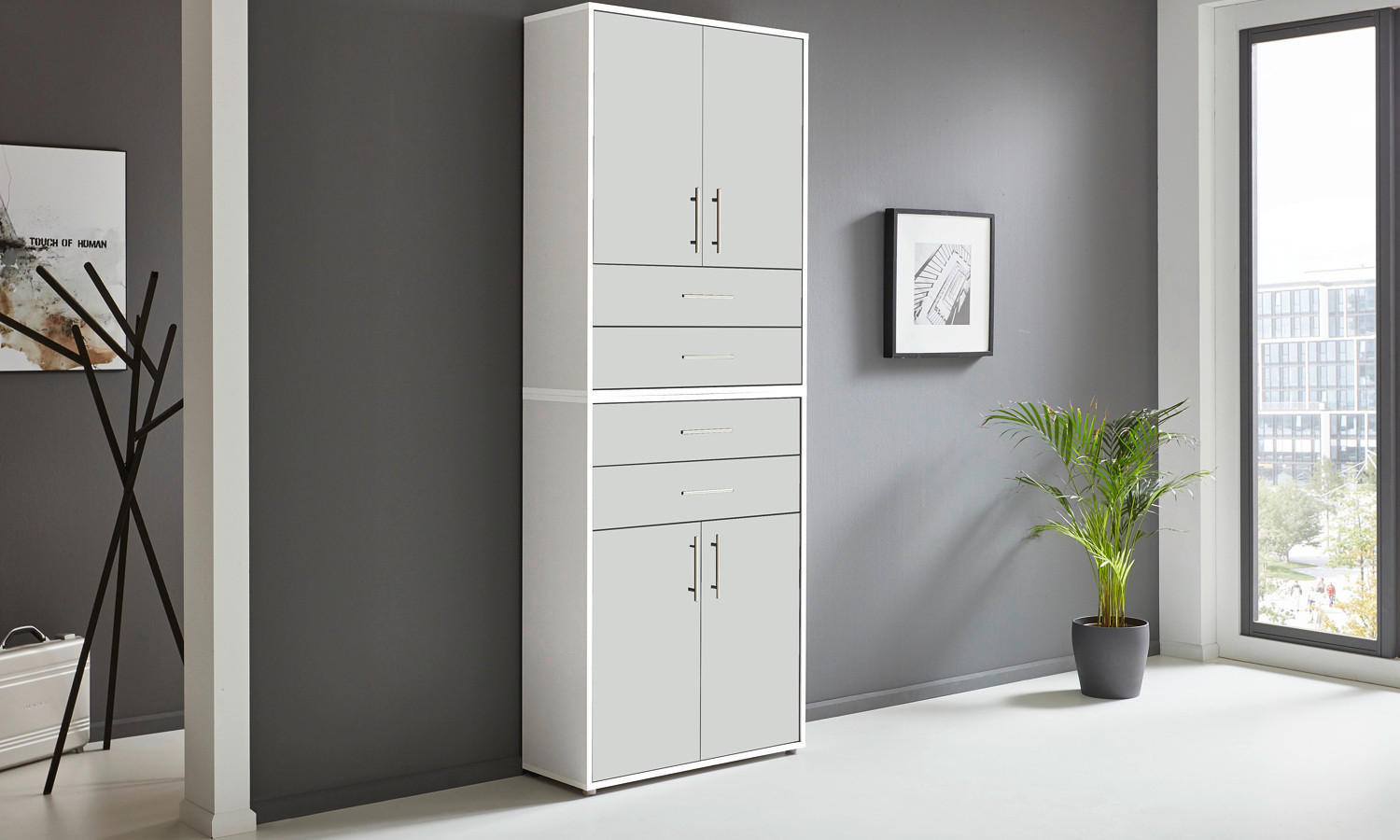 AKTENSCHRANK Weiß  - Weiß, MODERN, Holzwerkstoff (84,4/227,2/33cm) - MID.YOU