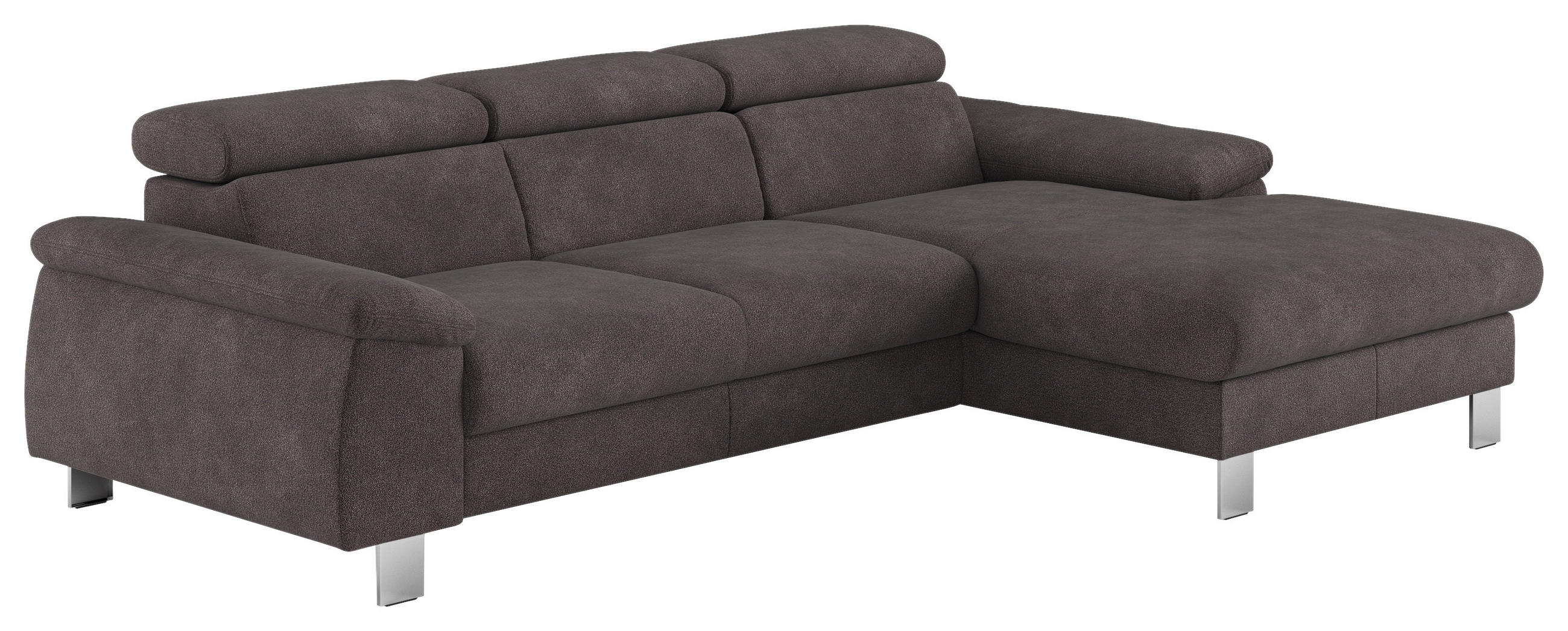 ECKSOFA in Flachgewebe Anthrazit  - Chromfarben/Anthrazit, Design, Textil/Metall (244/166cm) - Livetastic