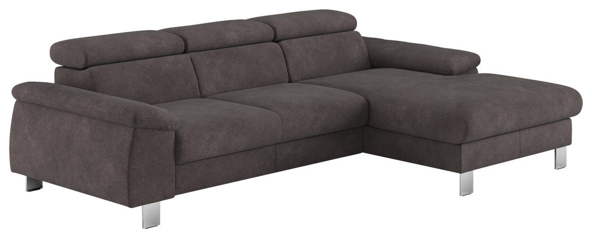 ECKSOFA in Flachgewebe Anthrazit  - Chromfarben/Anthrazit, Design, Textil/Metall (244/166cm) - Livetastic
