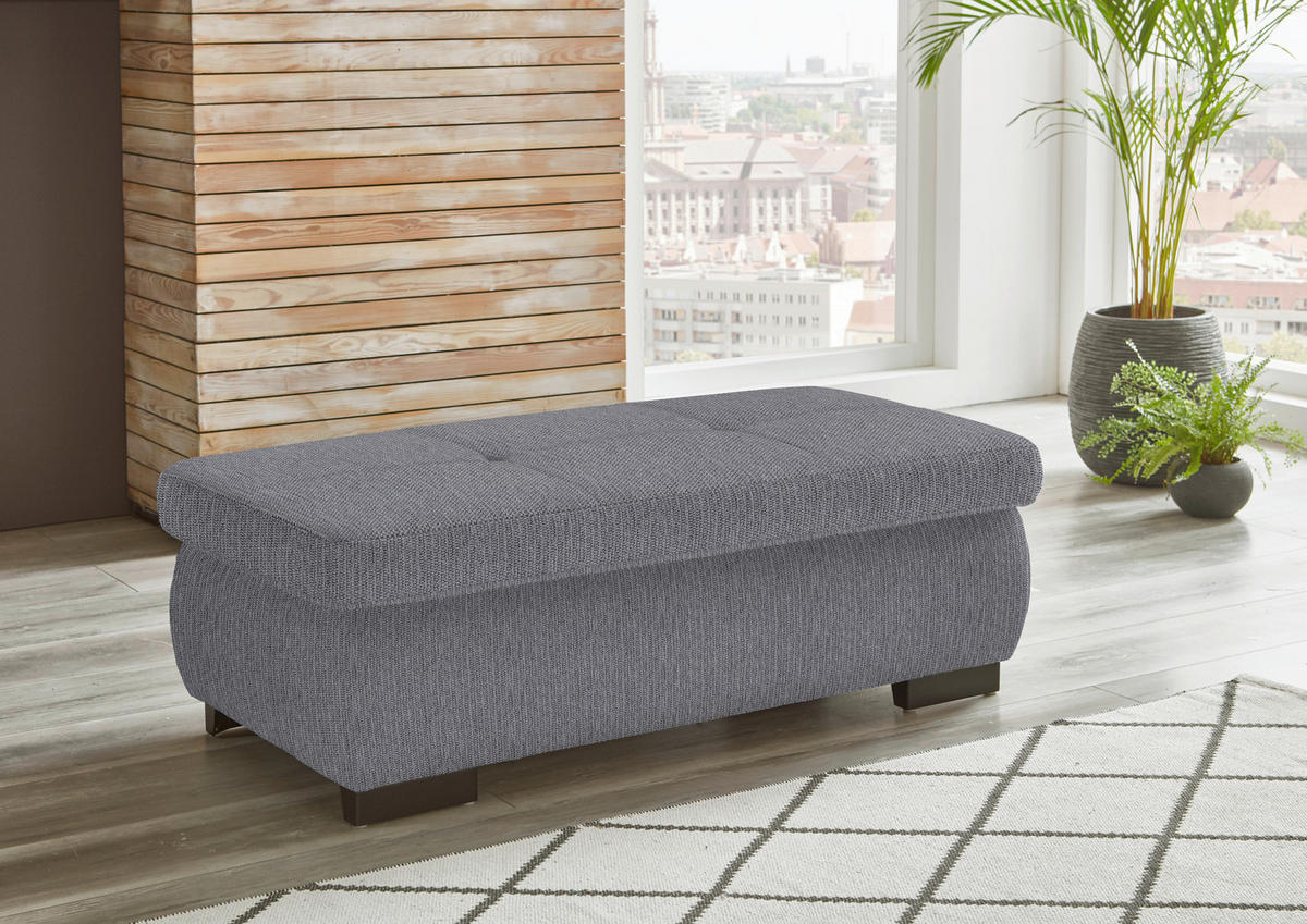 ECKSOFA in Flachgewebe Grau  - Schwarz/Grau, Design, Textil/Metall (174/297cm) - Beldomo Style