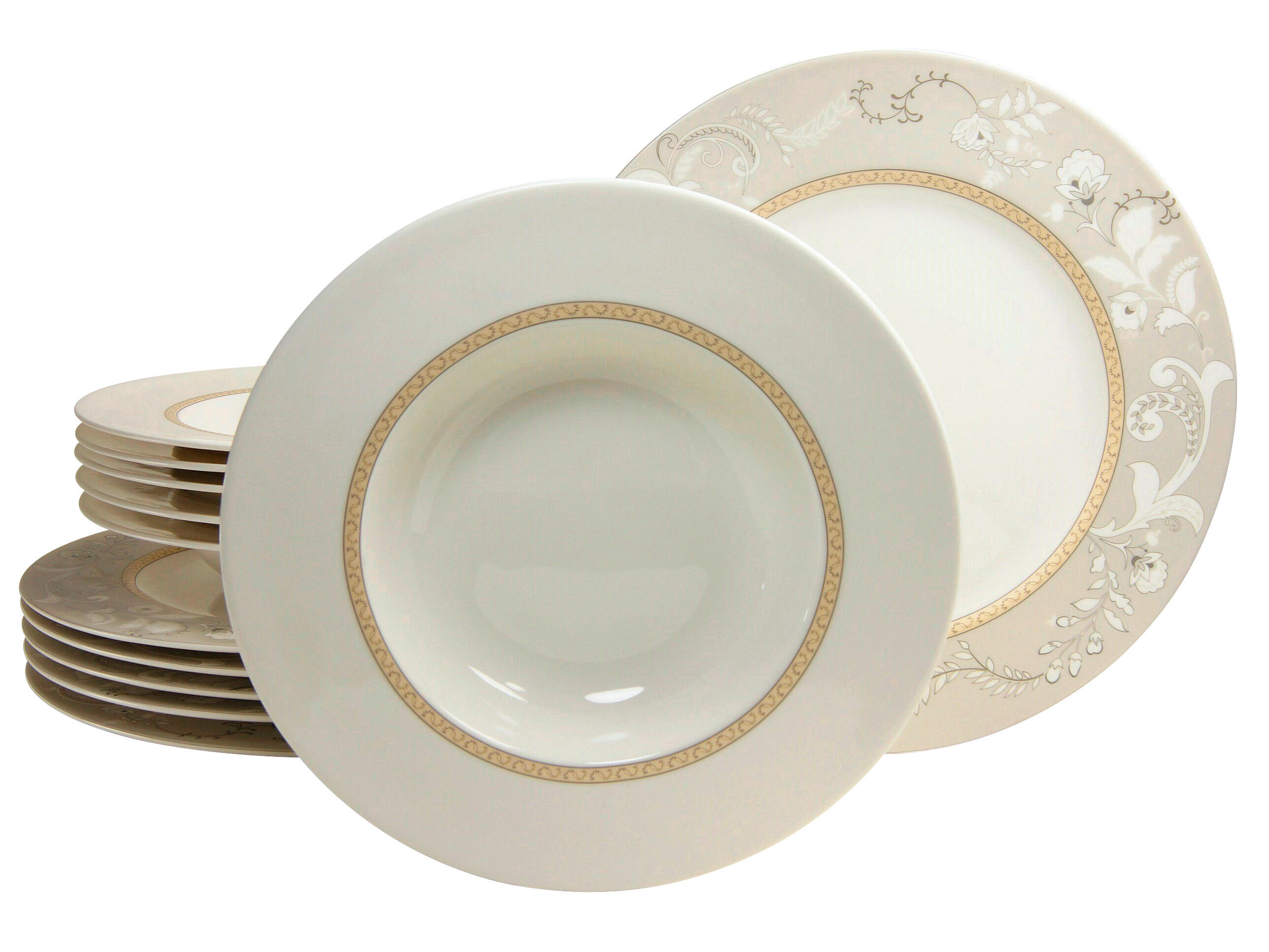 TAFELSERVICE PALACIO 2 12-teilig  - Beige/Grau, Keramik - Creatable