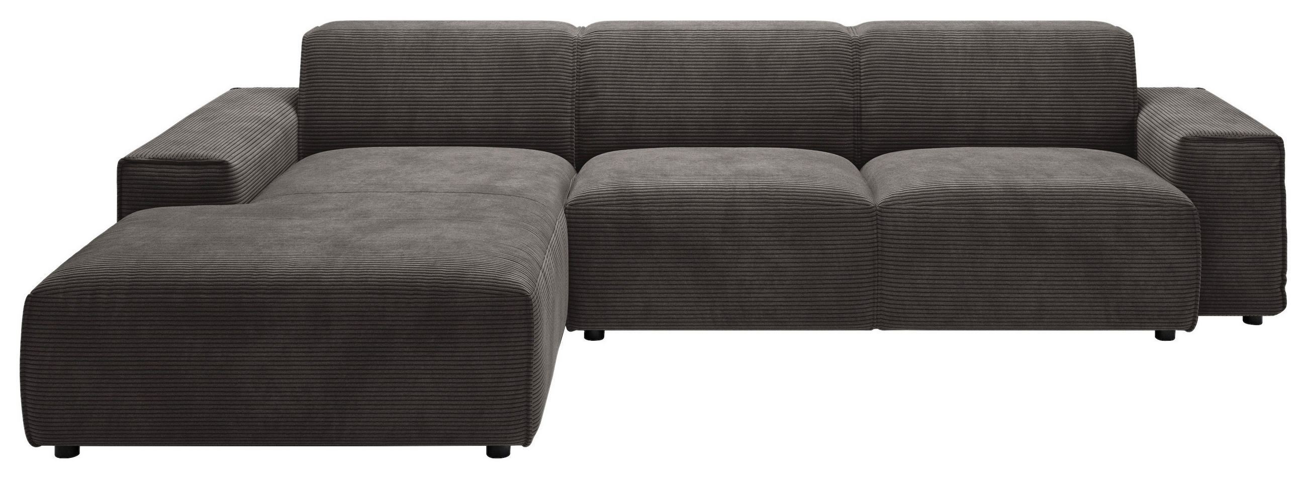 ECKSOFA Dunkelbraun, Mokka Cord  - Dunkelbraun/Schwarz, Design, Kunststoff/Textil (189/300cm) - Pure Home Lifestyle