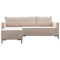ECKSOFA in Cord Beige   - Beige/Schwarz, Design, Textil/Metall (232/90/154cm) - MID.YOU
