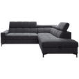 ECKSOFA  in Struktur Dunkelgrau  - Dunkelgrau/Schwarz, MODERN, Textil/Metall (254/212cm) - Carryhome