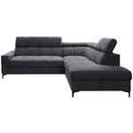 ECKSOFA Dunkelgrau Struktur Bettkasten, Schlaffunktion, Rücken echt, Kopfteilverstellung, Liegefläche im Originalstoff  - Dunkelgrau/Schwarz, MODERN, Textil/Metall (254/212cm) - Carryhome