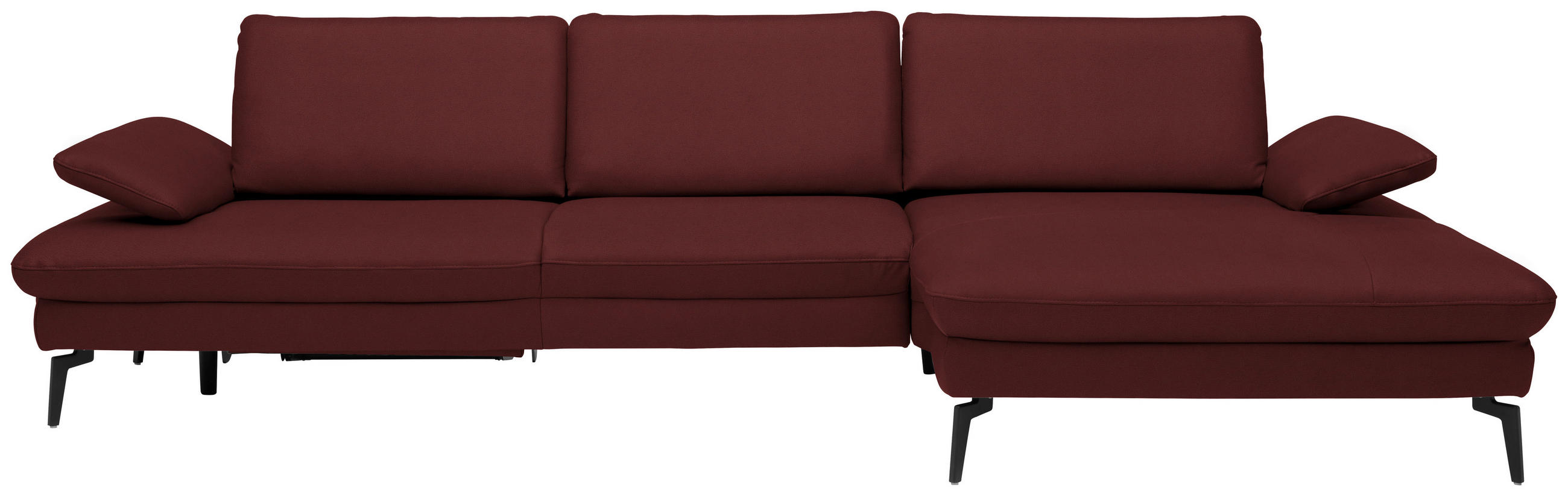 ECKSOFA in Echtleder Rot  - Rot/Schwarz, Design, Leder/Metall (325/157cm) - Dieter Knoll