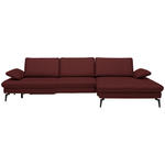 ECKSOFA in Echtleder Rot  - Rot/Schwarz, Design, Leder/Metall (325/157cm) - Dieter Knoll