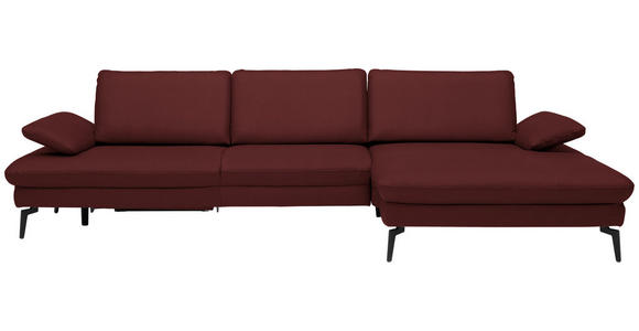 ECKSOFA in Echtleder Rot  - Rot/Schwarz, Design, Leder/Metall (325/157cm) - Dieter Knoll