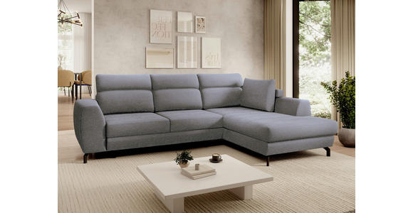 ECKSOFA Dunkelgrau Chenille Zierkissen, Bettkasten, Schlaffunktion, Rücken echt, Kopfteilverstellung, Liegefläche im Originalstoff  - Dunkelgrau/Schwarz, KONVENTIONELL, Textil/Metall (266/185cm) - Carryhome