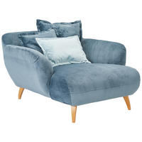 XXL-SESSEL Plüsch Petrol  - Buchefarben/Petrol, Design, Holz/Textil (120/85/150cm) - MID.YOU