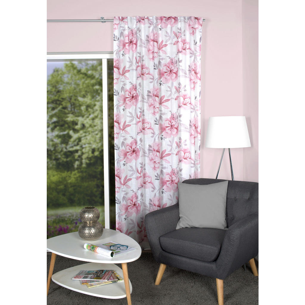 Thumbnail - Kombivorhang Naira, Beere, Textil, Blume, 140x245 cm, für Stange und Schiene geeignet, Wohntextilien, Gardinen & Vorhäng...