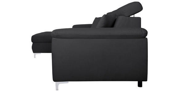 ECKSOFA in Flachgewebe Dunkelgrau  - Chromfarben/Dunkelgrau, KONVENTIONELL, Textil/Metall (175/268cm) - Carryhome