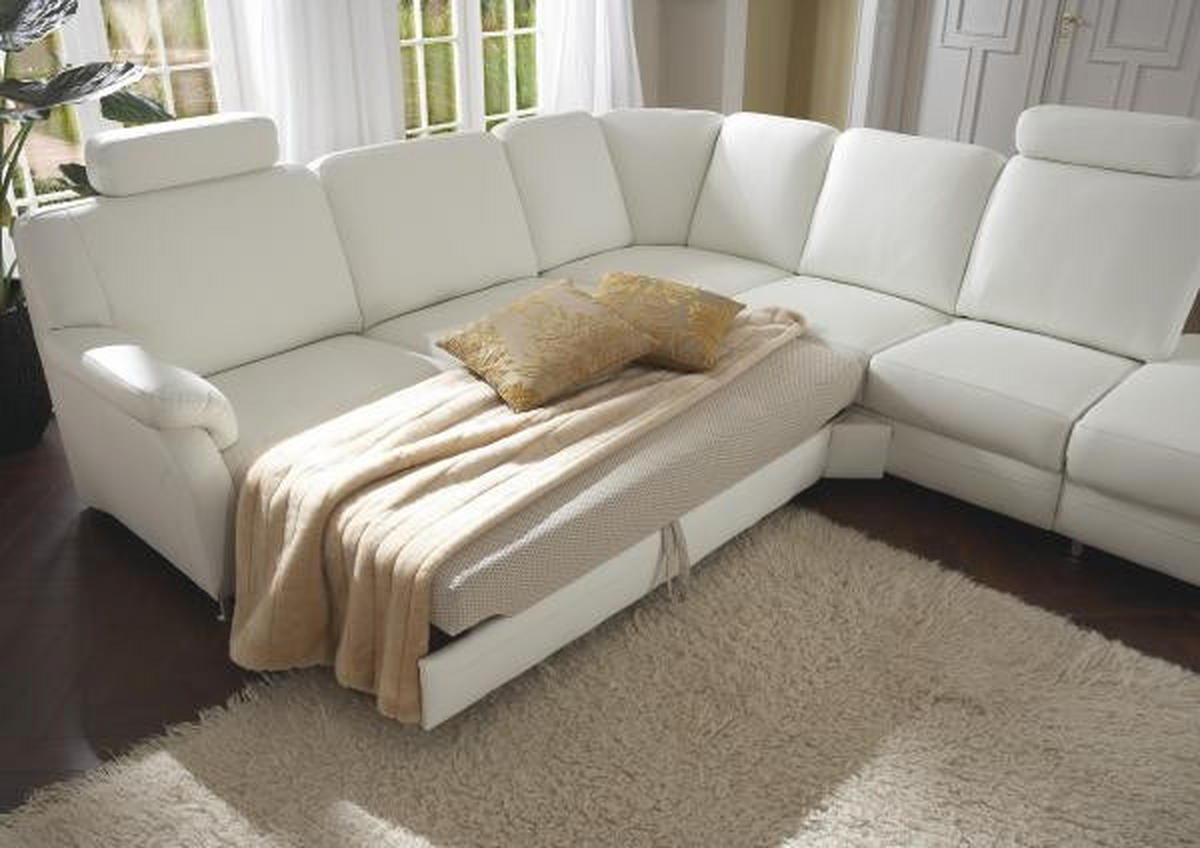 WOHNLANDSCHAFT in Echtleder Weiss  - Weiss/Alufarben, Konventionell, Leder/Metall (165/329/239cm) - Beldomo Premium