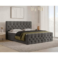 BOXBETT 180/200 cm,  in Dunkelgrau, Bettkasten, Topper, H2 + H3 = mittel + fest  - Dunkelgrau/Schwarz, MODERN, Holz/Kunststoff (180/200cm) - MID.YOU