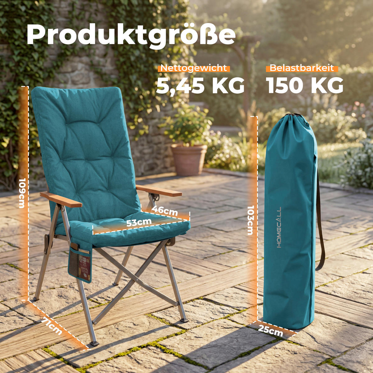 CAMPING-KLAPPSTUHL - Blau/Silberfarben, Basics, Textil/Metall (56/109/71cm) - Modante