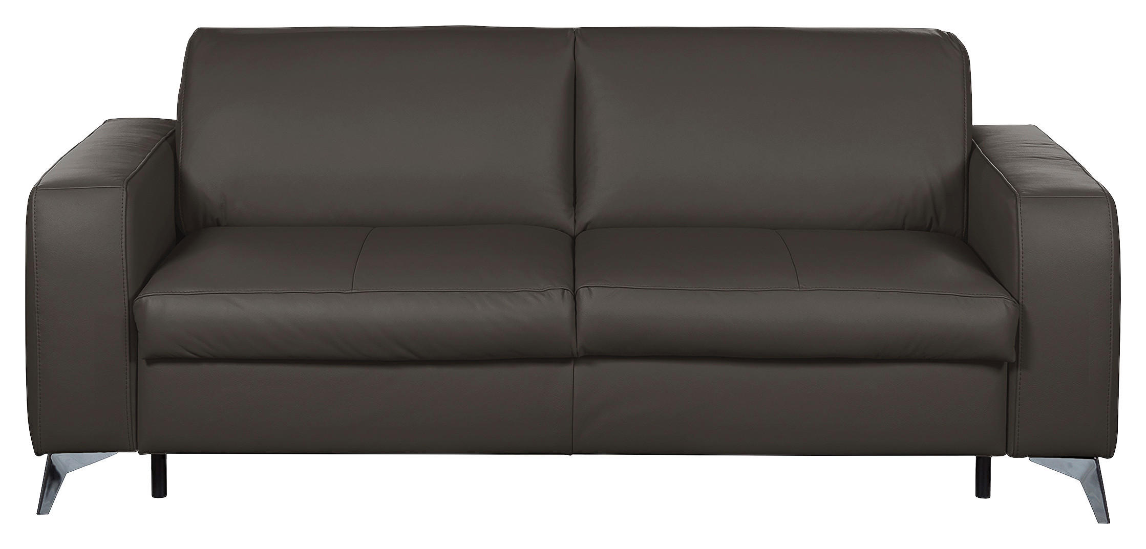 SCHLAFSOFA Dunkelbraun Echtleder  - Dunkelbraun/Silberfarben, Design, Leder/Metall (204/84/104cm) - Livetastic