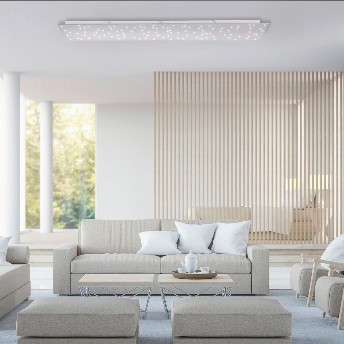 DECKENLEUCHTE Sparkle 100/25/4 cm   - Silberfarben, Design, Metall (100/25/4cm)