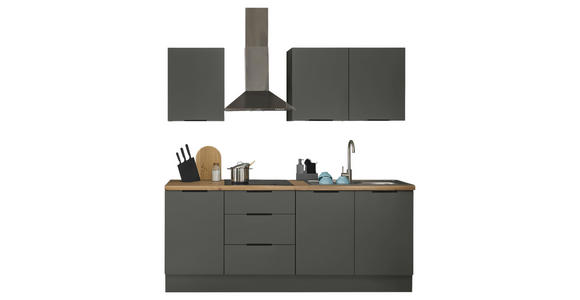 KÜCHENLEERBLOCK   in Graphitfarben  - Schwarz/Graphitfarben, Basics, Holzwerkstoff/Metall (210/211/60cm) - Xora