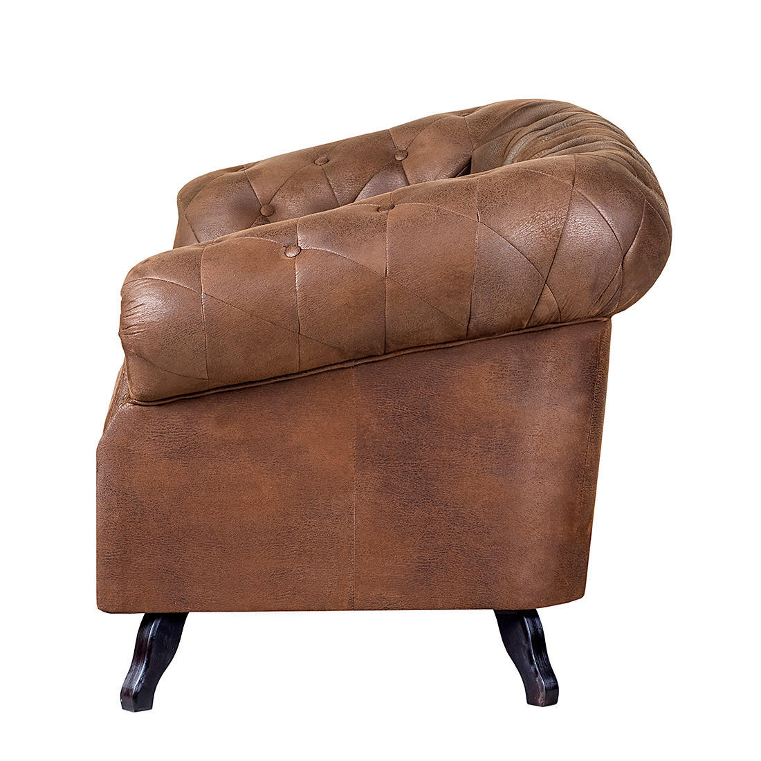 2-SITZER-SOFA Lederlook Braun  - Braun, Design, Holz/Textil (160/82/90cm) - P & B