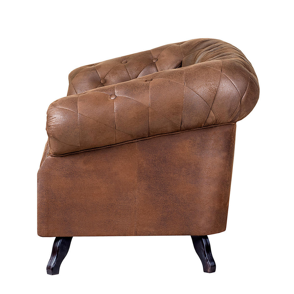 2-SITZER-SOFA GLASGOW Lederlook Braun  - Braun, Design, Holz/Textil (160/82/90cm) - P & B