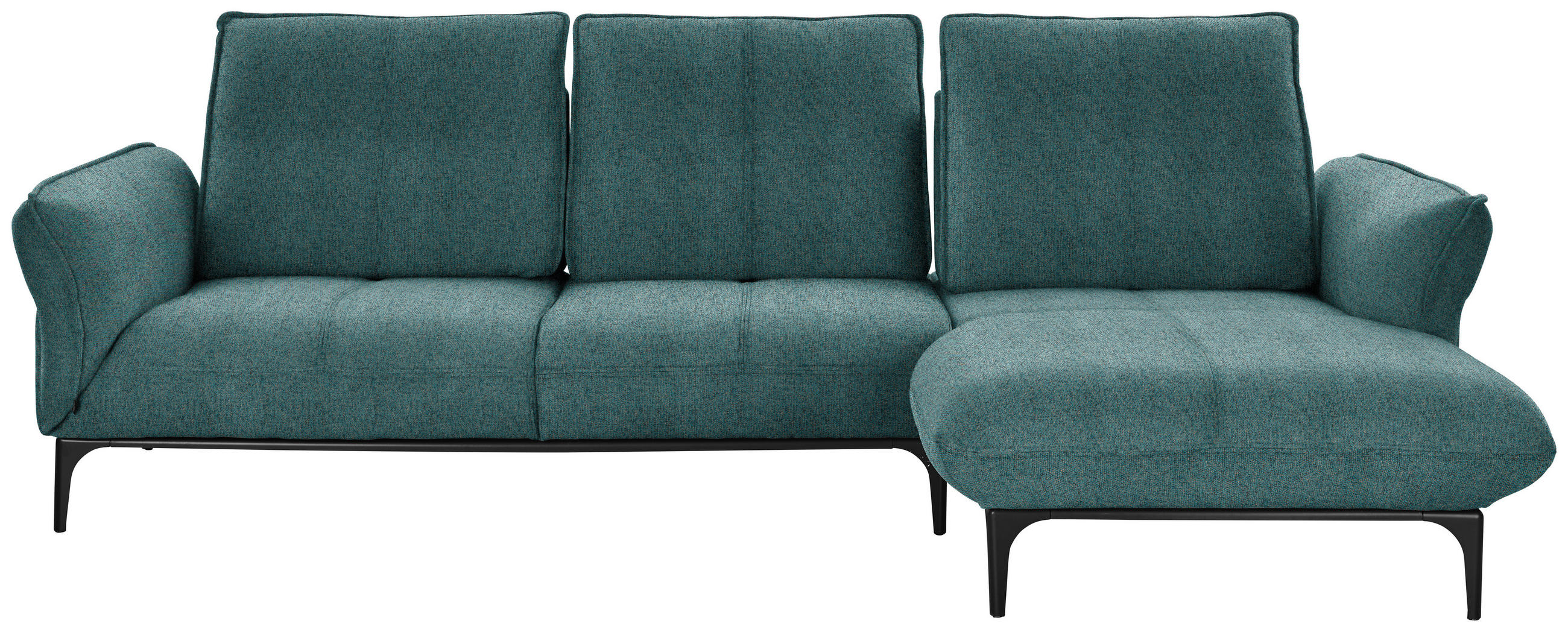 ECKSOFA in Webstoff Petrol  - Petrol/Schwarz, Natur, Textil (277/182cm) - Valnatura