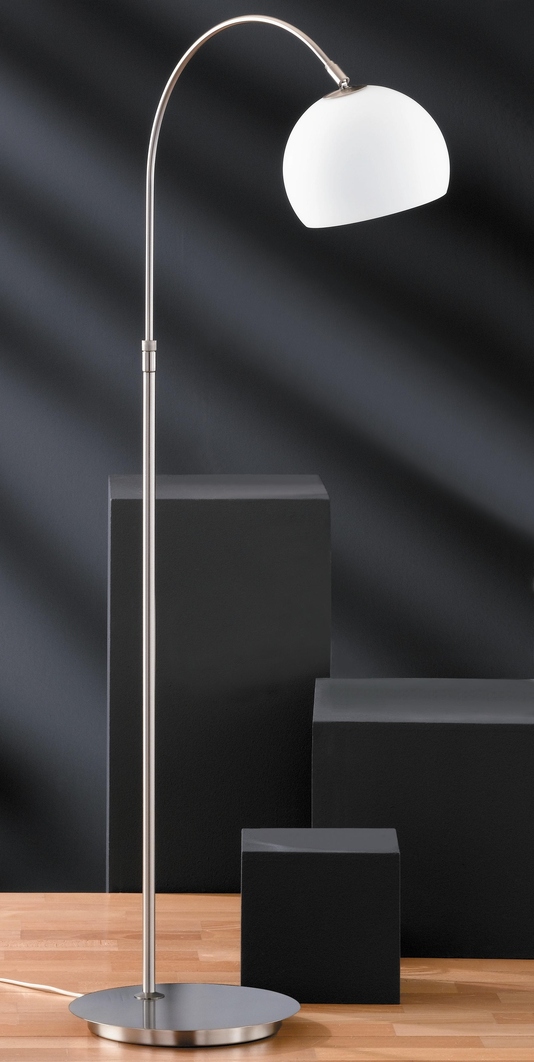BOGENLEUCHTE Bow  - Weiß/Nickelfarben, Design, Glas/Metall (140cm) - Fischer & Honsel
